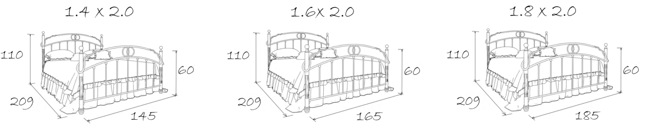 Кованая кровать Виктория 1.6 с одной спинкой