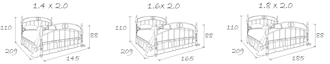 Кованая кровать Венеция 1.8 с двумя спинками