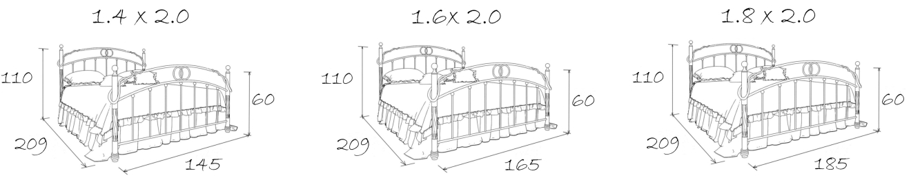 Кованая кровать Виктория 1.4 с одной спинкой