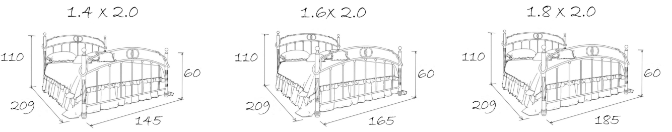 Кованая кровать Валенсия 1.8 с одной спинкой