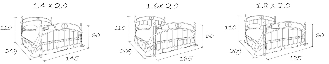 Кованая кровать Афина 1.6 с одной спинкой